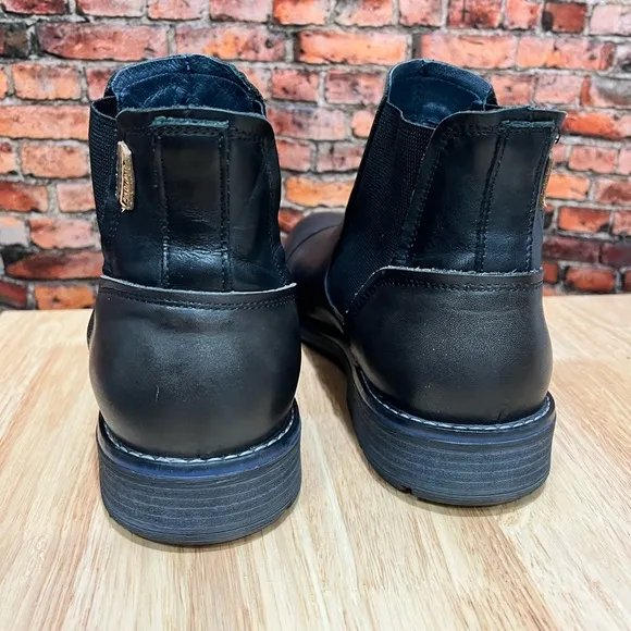 Pikolinos York Men’s Ankle Boots Black Leather Flat Round Toe Classic Workwear