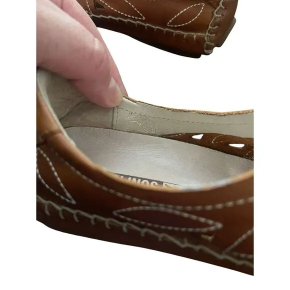 Pikolinos Women Brown Slip On Jerez Brandy Leather Flats Moccasins Shoes Size 36