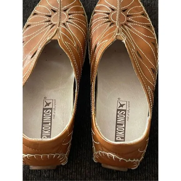 Pikolinos Women Brown Slip On Jerez Brandy Leather Flats Moccasins Shoes Size 36