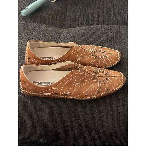 Pikolinos Women Brown Slip On Jerez Brandy Leather Flats Moccasins Shoes Size 36