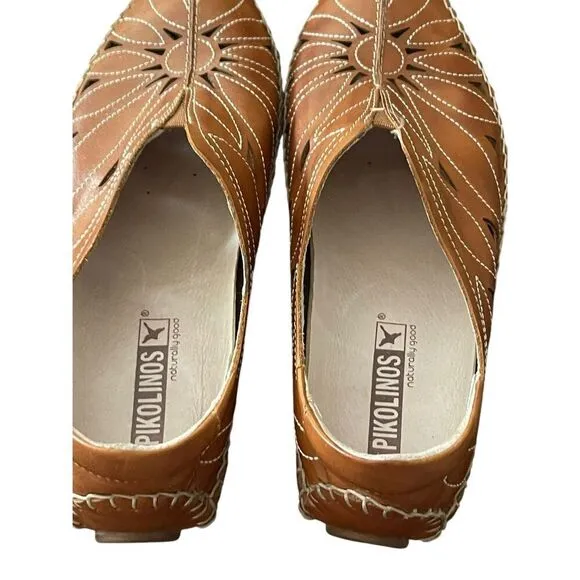 Pikolinos Women Brown Slip On Jerez Brandy Leather Flats Moccasins Shoes Size 36