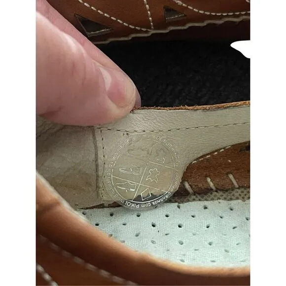 Pikolinos Women Brown Slip On Jerez Brandy Leather Flats Moccasins Shoes Size 36