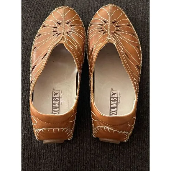 Pikolinos Women Brown Slip On Jerez Brandy Leather Flats Moccasins Shoes Size 36