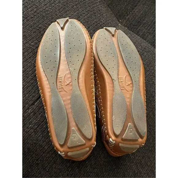 Pikolinos Women Brown Slip On Jerez Brandy Leather Flats Moccasins Shoes Size 36