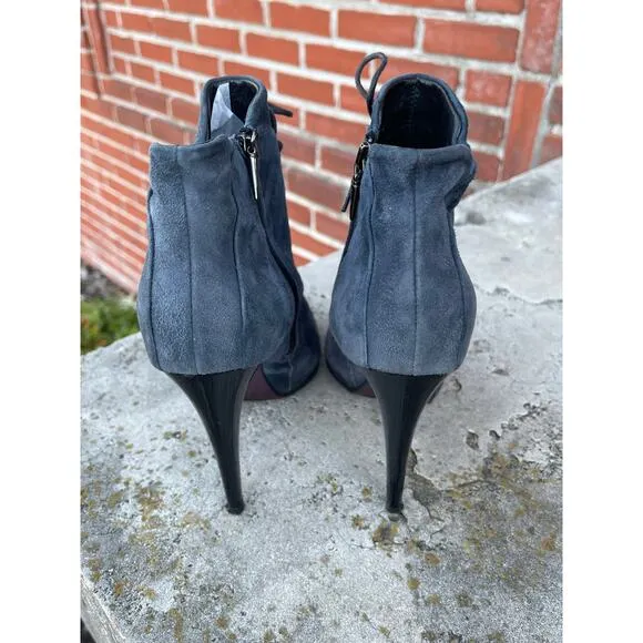 PINKO Blue Suede Lace Up High Heeled Boots Size 39