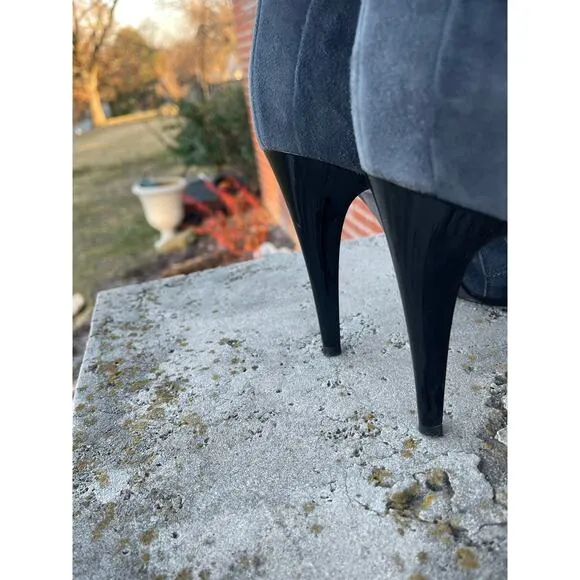 PINKO Blue Suede Lace Up High Heeled Boots Size 39
