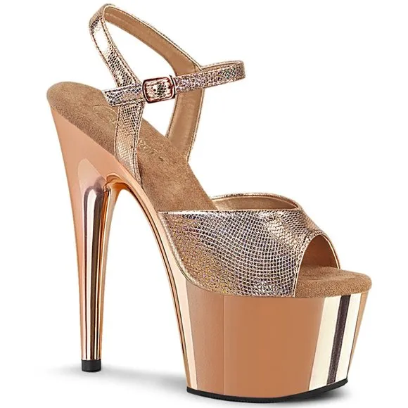 Platform Textured Metallic High Heel Shoes