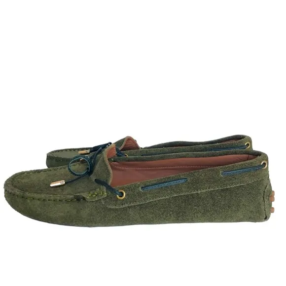 Poeta Italian Green Suede Leather Driver Shoe Loafer Moccasins Flats Women’s