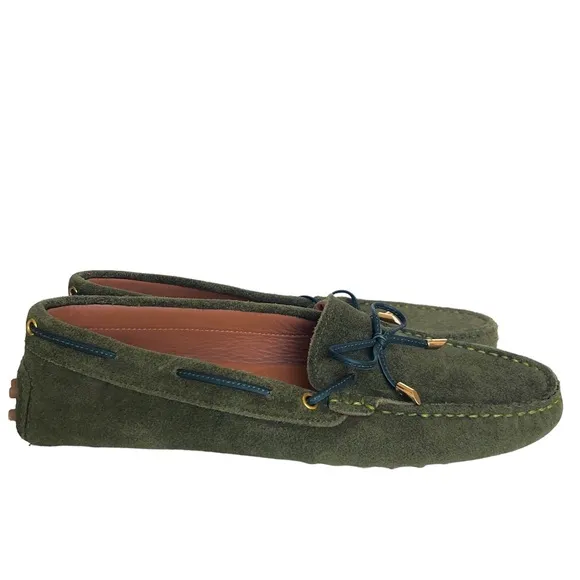 Poeta Italian Green Suede Leather Driver Shoe Loafer Moccasins Flats Women’s