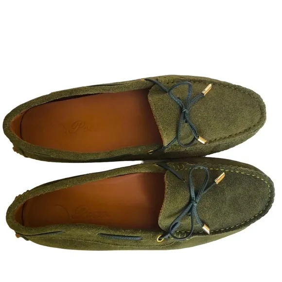 Poeta Italian Green Suede Leather Driver Shoe Loafer Moccasins Flats Women’s