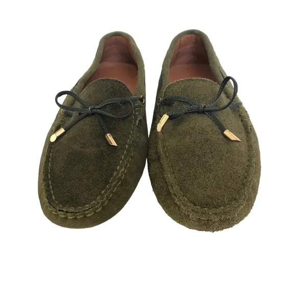 Poeta Italian Green Suede Leather Driver Shoe Loafer Moccasins Flats Women’s