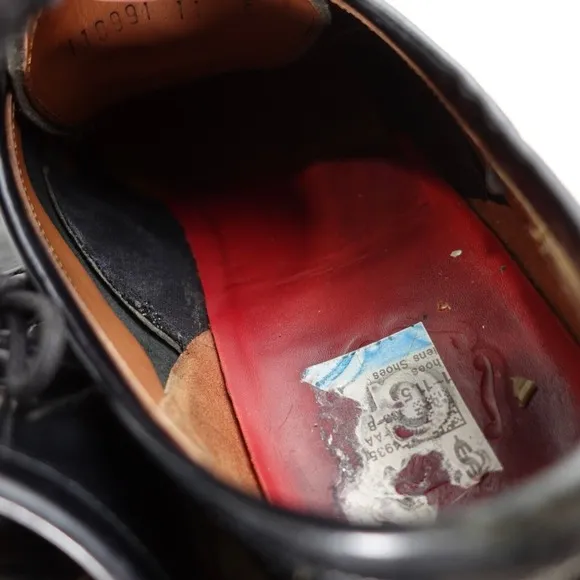 Polished Calf Leather Derby Shoes 12 D GRENSON Lennie 11 F Black Goodyear Welt