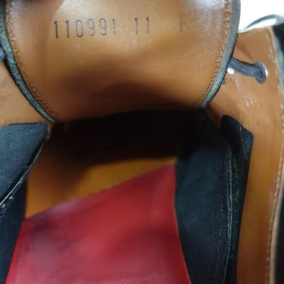 Polished Calf Leather Derby Shoes 12 D GRENSON Lennie 11 F Black Goodyear Welt
