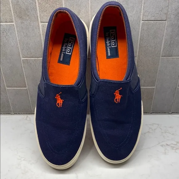 Polo by Ralph Lauren Men's Navy Faxon Slip-On Sneakers Deck Shoes