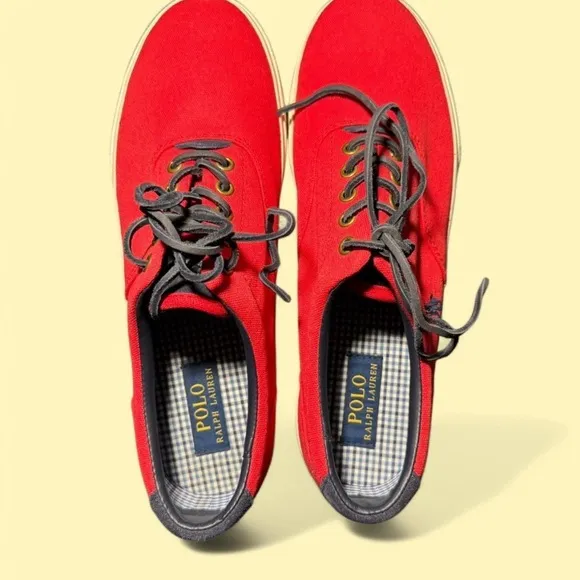Polo by Ralph Lauren Men's Vaughn Red Canvas Sneakers 10.5D
