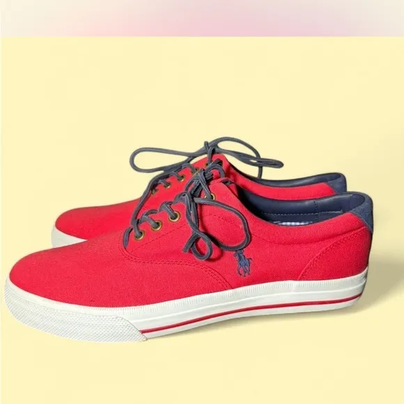 Polo by Ralph Lauren Men's Vaughn Red Canvas Sneakers 10.5D