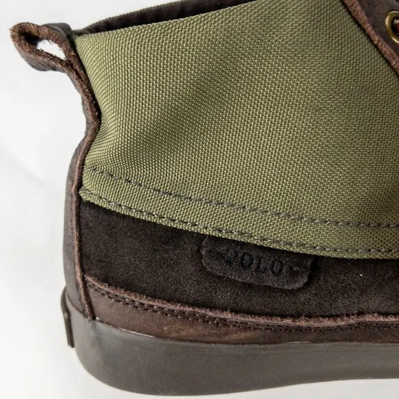 Polo by Ralph Lauren Shoes Men's 8.5D Canvas Suede Green Black Rawhide Laces