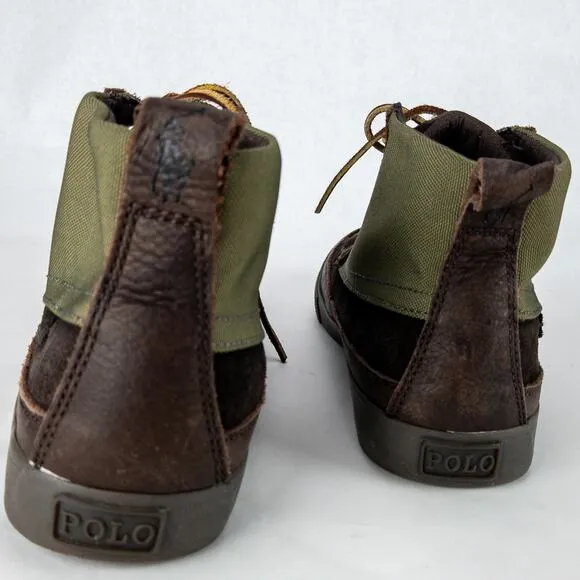 Polo by Ralph Lauren Shoes Men's 8.5D Canvas Suede Green Black Rawhide Laces