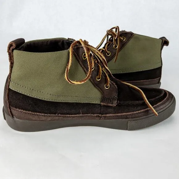 Polo by Ralph Lauren Shoes Men's 8.5D Canvas Suede Green Black Rawhide Laces