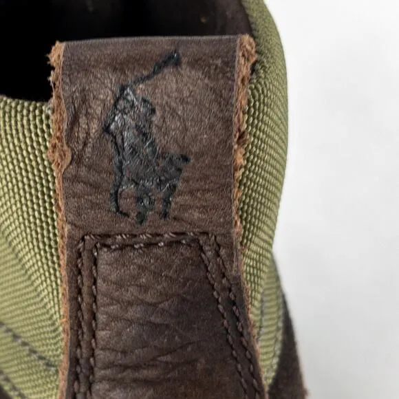 Polo by Ralph Lauren Shoes Men's 8.5D Canvas Suede Green Black Rawhide Laces