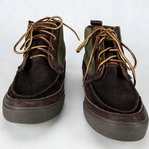 Polo by Ralph Lauren Shoes Men's 8.5D Canvas Suede Green Black Rawhide Laces