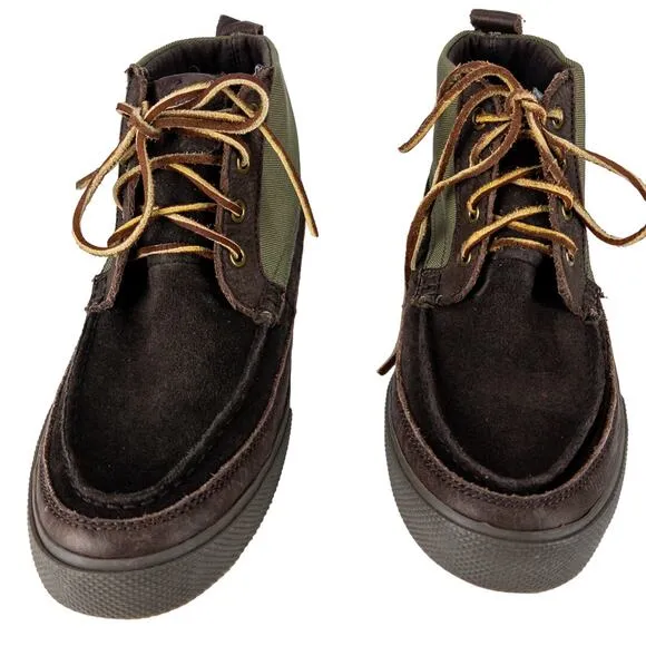 Polo by Ralph Lauren Shoes Men's 8.5D Canvas Suede Green Black Rawhide Laces