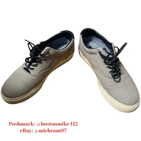 Polo by ralph lauren vaughn canvas sneakers mens 8.5D pony logo gray blue white