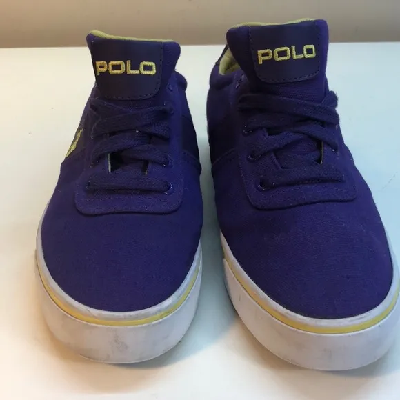 Polo Purple Canvas &amp; Leather Shoes Yellow Pony