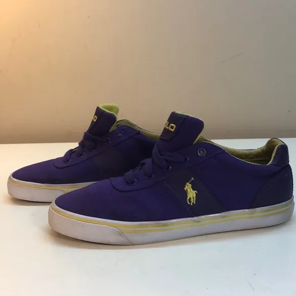 Polo Purple Canvas &amp; Leather Shoes Yellow Pony
