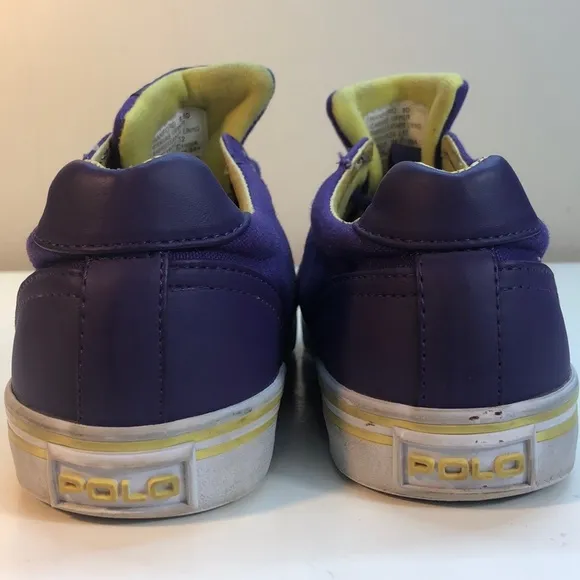 Polo Purple Canvas &amp; Leather Shoes Yellow Pony
