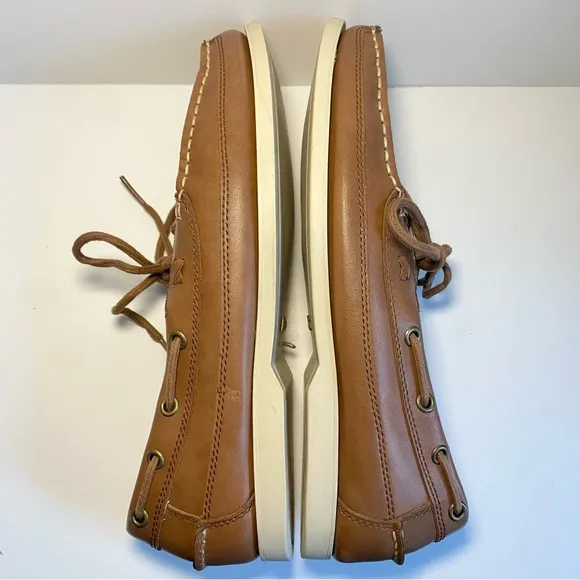 Polo Ralph Lauren BARX Leather Boat Deck Shoes Mens Tan Brown‎ Lace Luxury 9.5