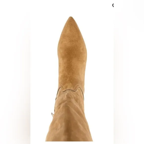Polo Ralph Lauren black Calf Suede/Calf Leather knee-high flat pointy toe boots‎