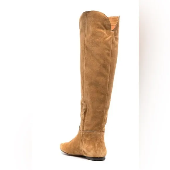 Polo Ralph Lauren black Calf Suede/Calf Leather knee-high flat pointy toe boots‎