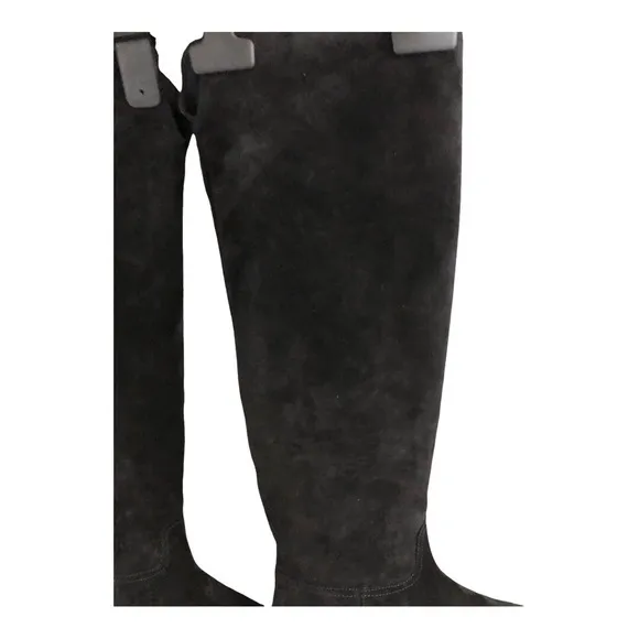 Polo Ralph Lauren black Calf Suede/Calf Leather knee-high flat pointy toe boots‎