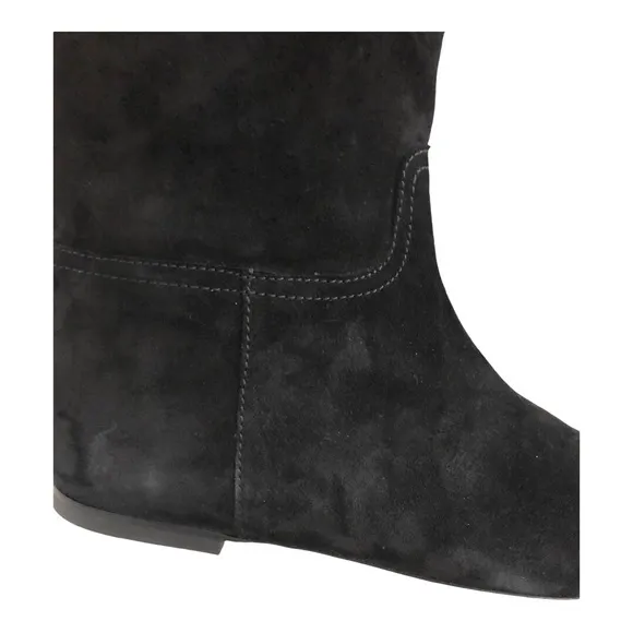Polo Ralph Lauren black Calf Suede/Calf Leather knee-high flat pointy toe boots‎
