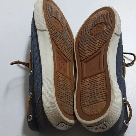 Polo Ralph Lauren blue denim canvas upper  boat shoes men 10.5us casual vacation
