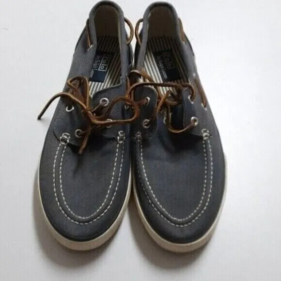 Polo Ralph Lauren blue denim canvas upper  boat shoes men 10.5us casual vacation