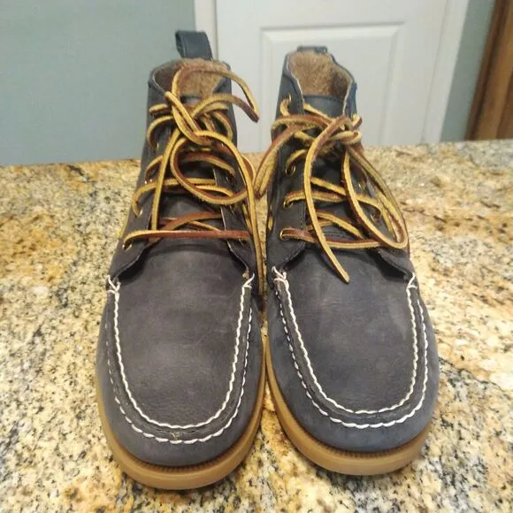 Polo Ralph Lauren Boat Shoes Mens 8 D Blue Barrott Ankle Boot Lace Up Leather