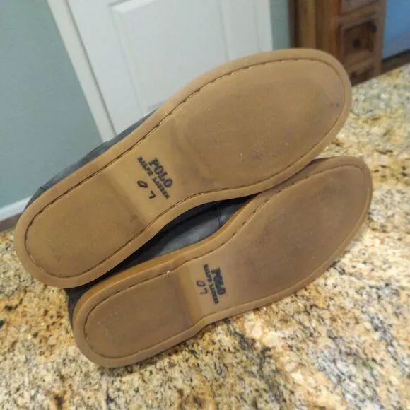 Polo Ralph Lauren Boat Shoes Mens 8 D Blue Barrott Ankle Boot Lace Up Leather