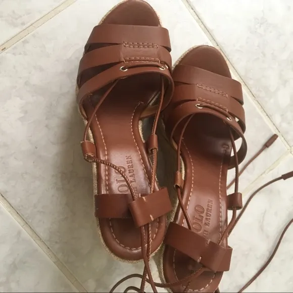 Polo Ralph Lauren Cognac Calfskin Estelle Wedges