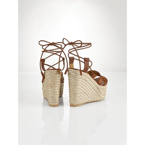 Polo Ralph Lauren Cognac Calfskin Estelle Wedges