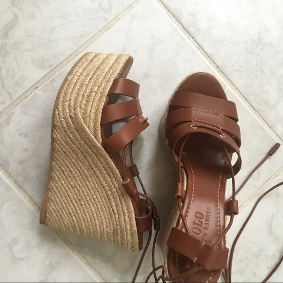Polo Ralph Lauren Cognac Calfskin Estelle Wedges