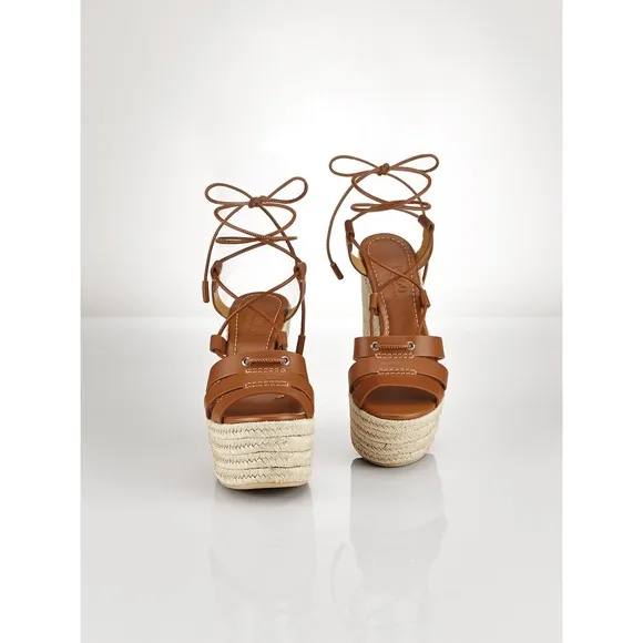 Polo Ralph Lauren Cognac Calfskin Estelle Wedges