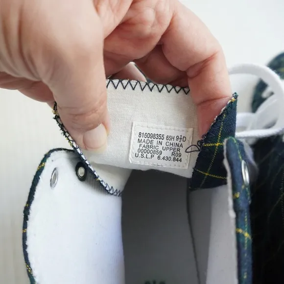 Polo Ralph Lauren High Top Sneakers Plaid Canvas Casual Shoes