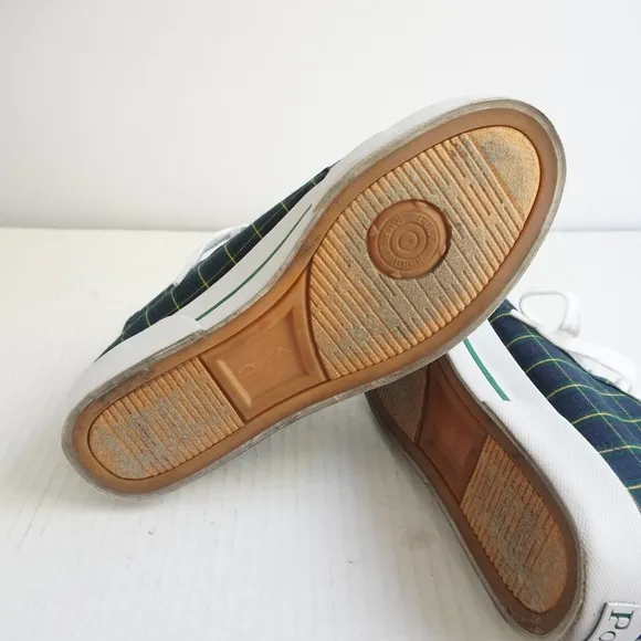 Polo Ralph Lauren High Top Sneakers Plaid Canvas Casual Shoes