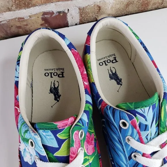 Polo Ralph Lauren Keaton Pony Floral Canvas Low Top Shoes Sneakers Men's Size 10