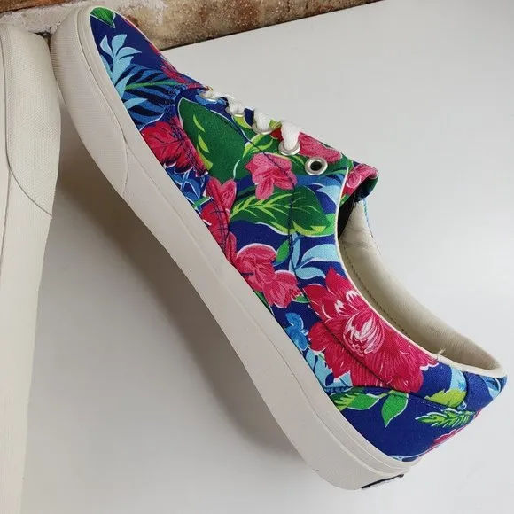 Polo Ralph Lauren Keaton Pony Floral Canvas Low Top Shoes Sneakers Men's Size 10