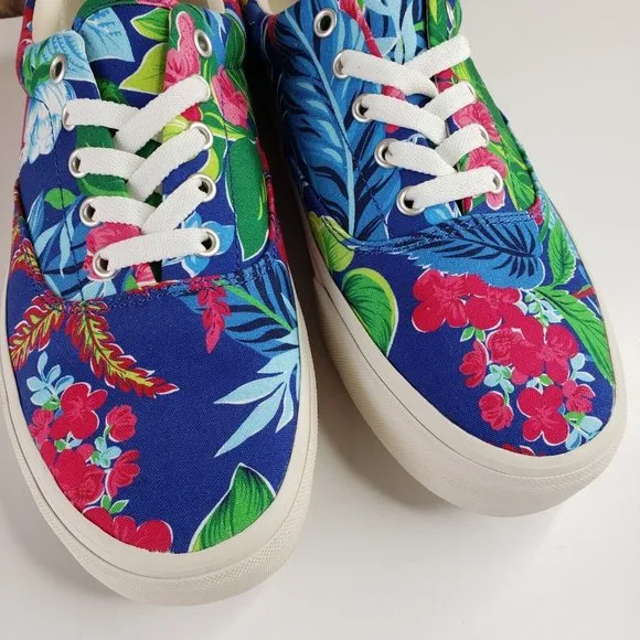 Polo Ralph Lauren Keaton Pony Floral Canvas Low Top Shoes Sneakers Men's Size 10