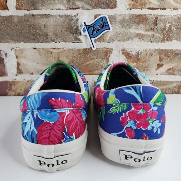 Polo Ralph Lauren Keaton Pony Floral Canvas Low Top Shoes Sneakers Men's Size 10