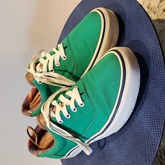 Polo Ralph Lauren Keaton Pony Men Sz.9 Green Canvas &amp; LeatherCasual (#1124)
